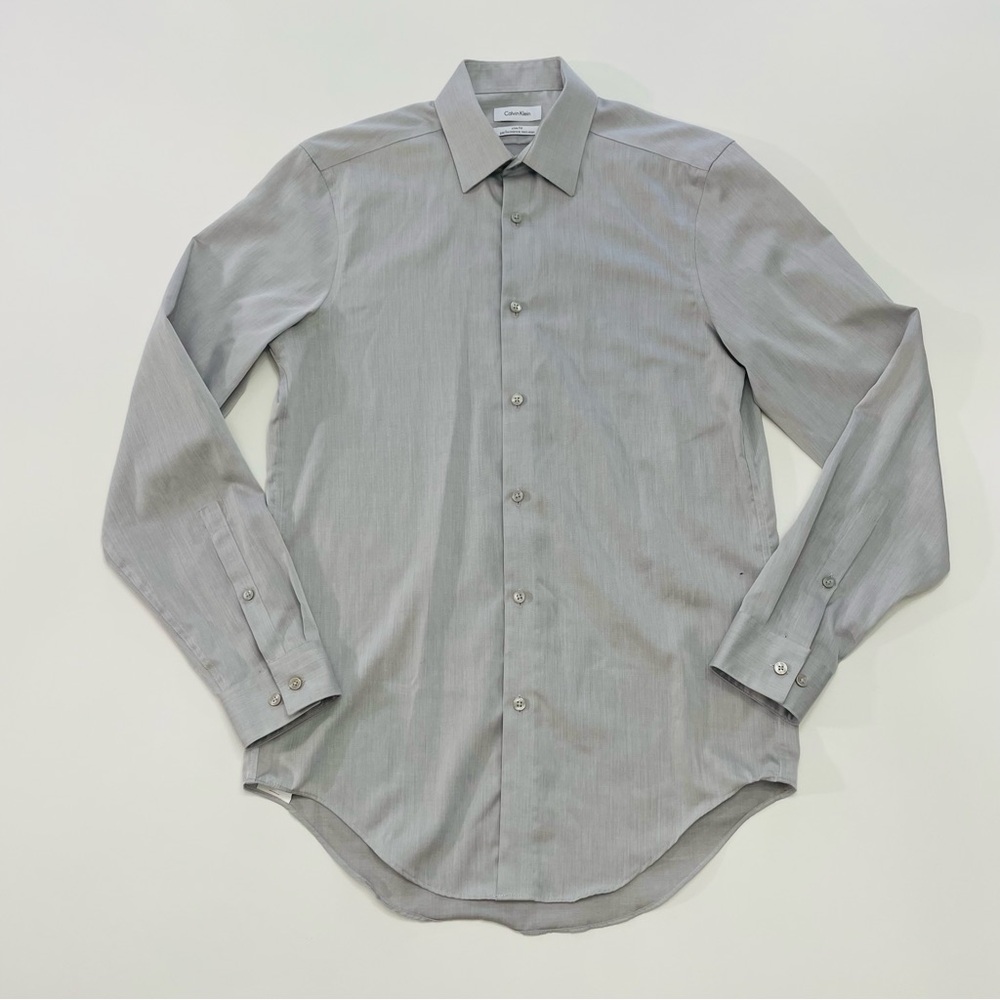 Calvin Klein Slim Fit Long Sleeve Dress Shirt Mens 14.5, 32/33 Funeral Preppy